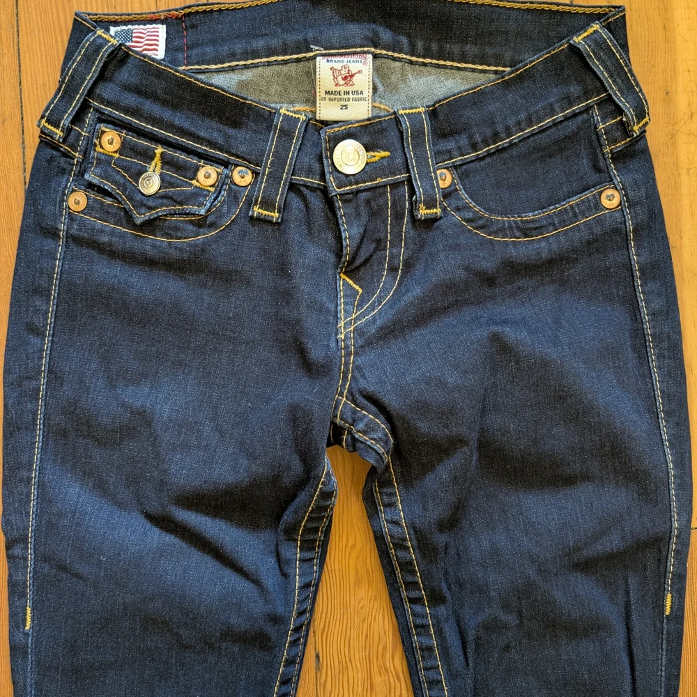 Y2K True Religion Women's Dark Indigo Blue Skinny Jeans Size 25 Indie Sleeze - Picture 3 of 8